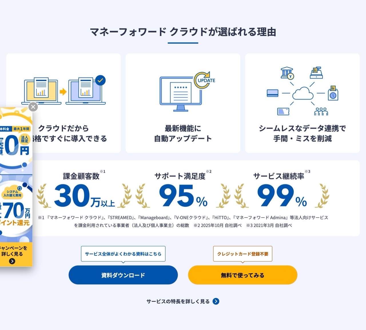 Money Forward クラウドの選ばれる理由